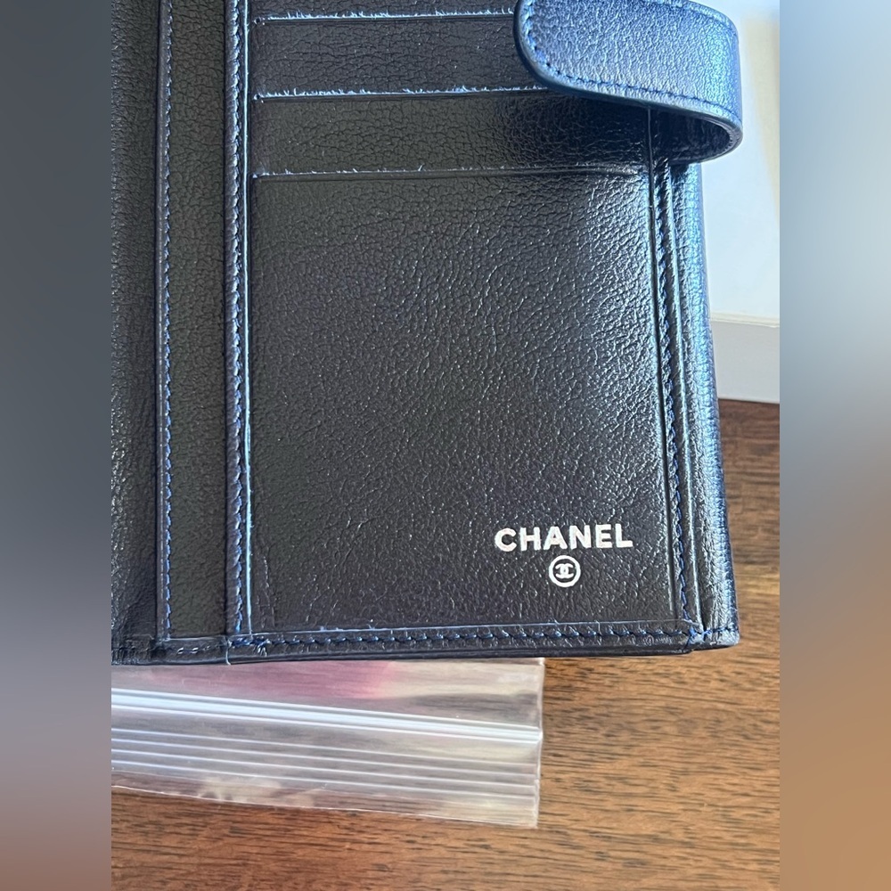 CHANEL Camellia Flower Empreinte Black Leather Bill Card Wallet with Box & Card - Picture 14 of 16